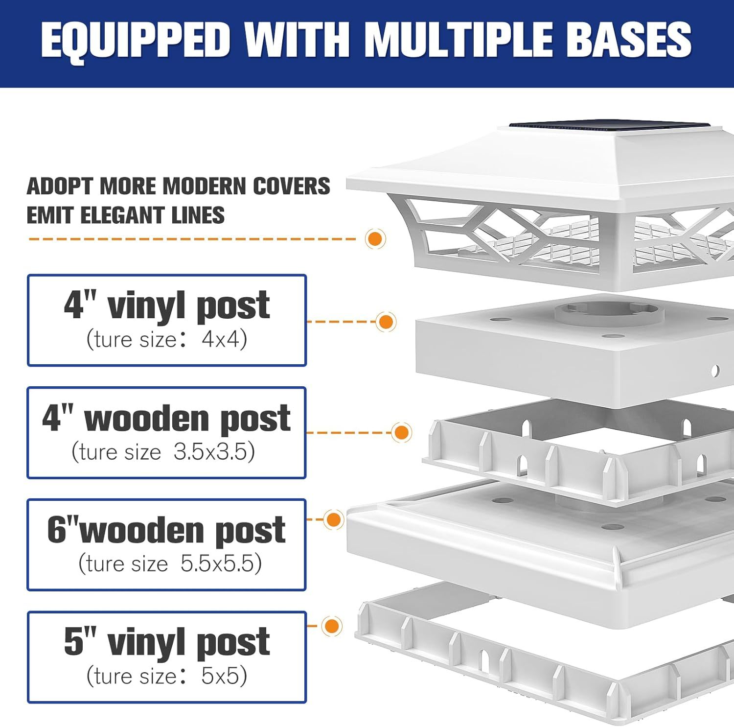 VOLISUN Solar Post Cap Light Outdoor Waterproof: RGB Color Changing - Solar Fence Cap Flashing Lights for 4x4 5x5 6x6 Wooden Vinyl Post