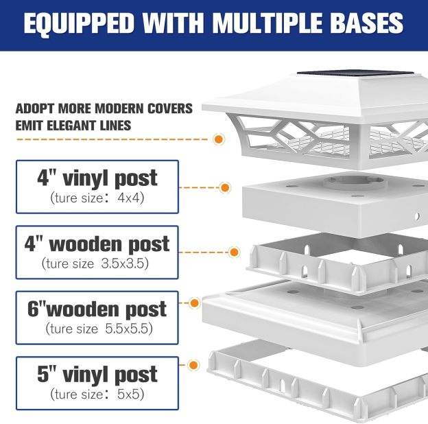 VOLISUN Solar Post Cap Light Outdoor Waterproof: RGB Color Changing - Solar Fence Cap Flashing Lights for 4x4 5x5 6x6 Wooden Vinyl Post