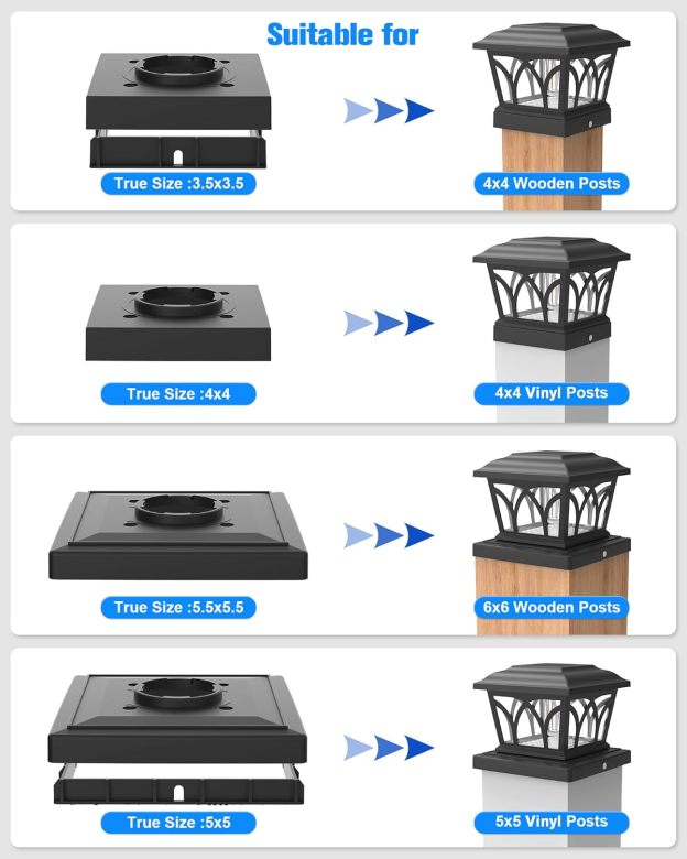 VOLISUN Solar Post Cap Lights Outdoor, with Edison LED Bulbs, 2 Brightness Setting, Fence Post Lights Solar Powered for Garden Fence Deck Mailbox Yard Porch, Fits 4x4 6x6 Posts