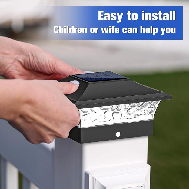 VOLISUN Solar Post Cap Lights Outdoor 4x4/6x6 Wooden/Vinyl Fence Cap Lights for Patio/Garden,Warm White with 2 Lighting Modes Waterproof,ABS Shell Lens