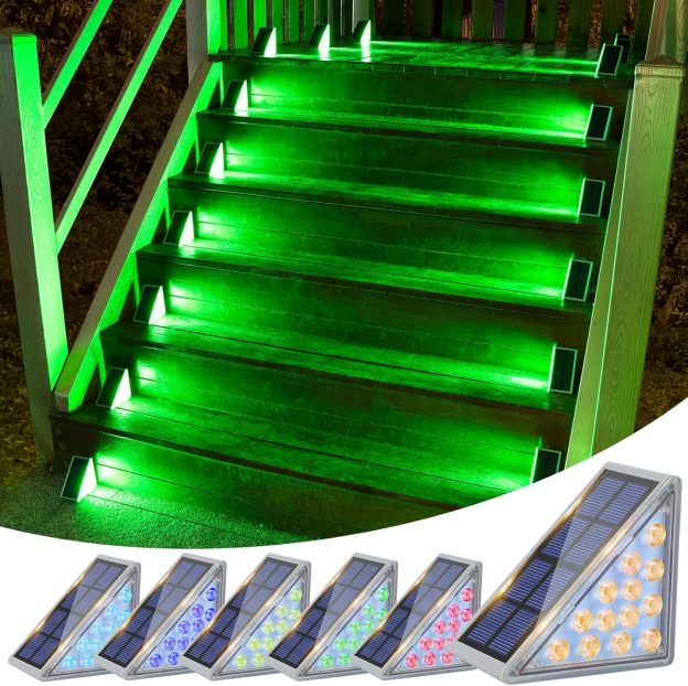 VOLISUN Solar Stair Lights 6 Pack, Solar Step Lights Outdoor Waterproof IP67, LED Outdoor Step Light,Outdoor Light Decor for Garden Stair, Deck, Front Step, Front Porch, and Patio（3000K）