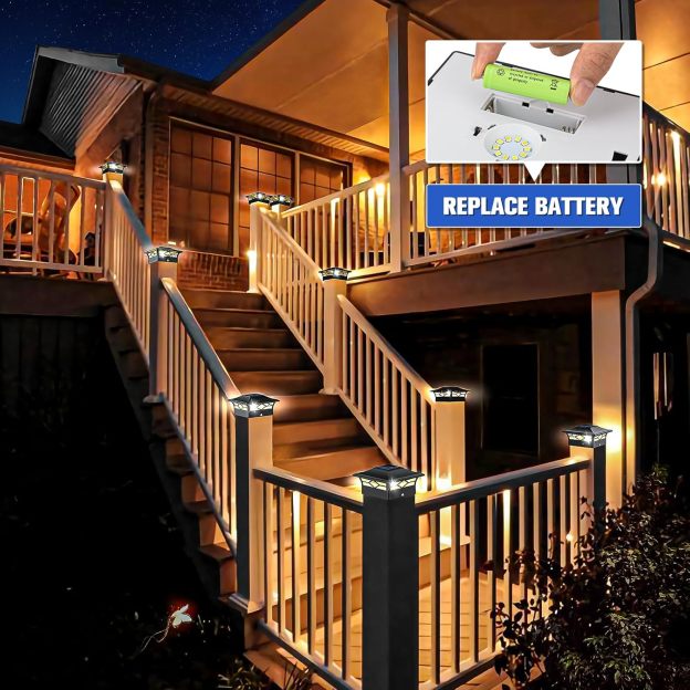 VOLISUN Solar Post Cap Lights: Outdoor Deck Post Cap Lights for Dock Fence Waterproof 2 Color Modes,4x4/6x6 Wooden/Vinyl Posts