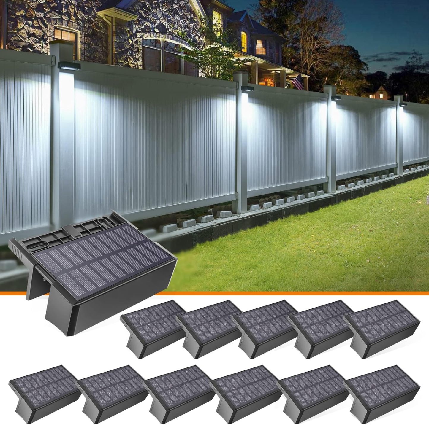 VOLISUN 1800mAh Outdoor Solar Fence Lights - Waterproof LED Color Glow for Step, Railing, Wall, Stairs