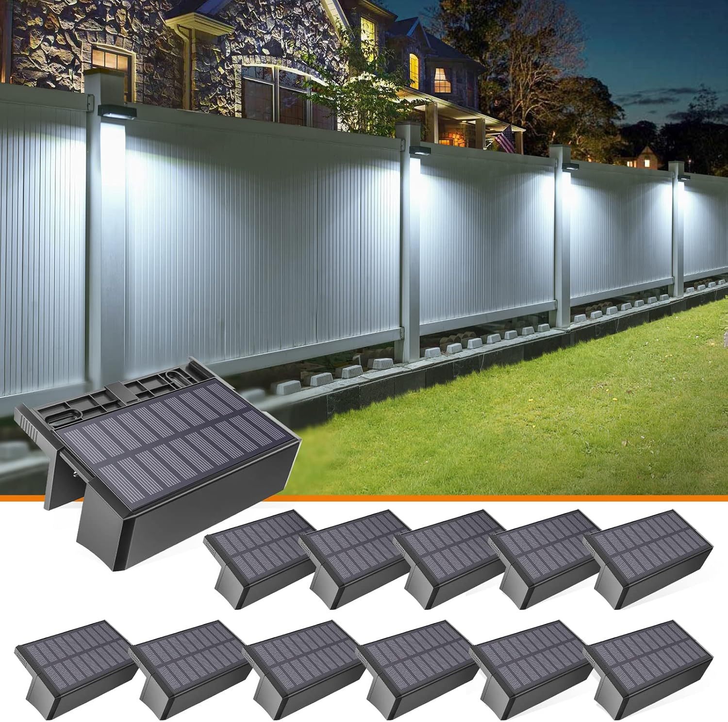 VOLISUN 1800mAh Outdoor Solar Fence Lights - Waterproof LED Color Glow for Step, Railing, Wall, Stairs