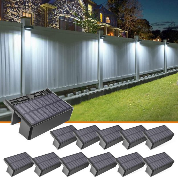 VOLISUN 1800mAh Outdoor Solar Fence Lights - Waterproof LED Color Glow for Step, Railing, Wall, Stairs