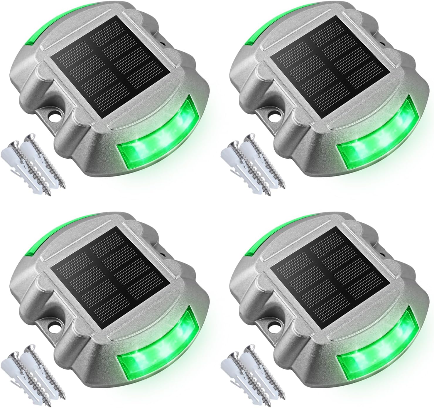 VOLISUN Solar Deck Lights, 16-Pack Led IP67 Waterproof Outdoor Warning Step Lights for Driveway, Sidewalk, Garden Pathway, Yard (White)