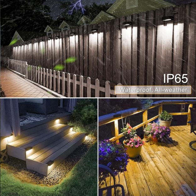 VOLISUN 1800mAh Outdoor Solar Fence Lights - Waterproof LED Color Glow for Step, Railing, Wall, Stairs