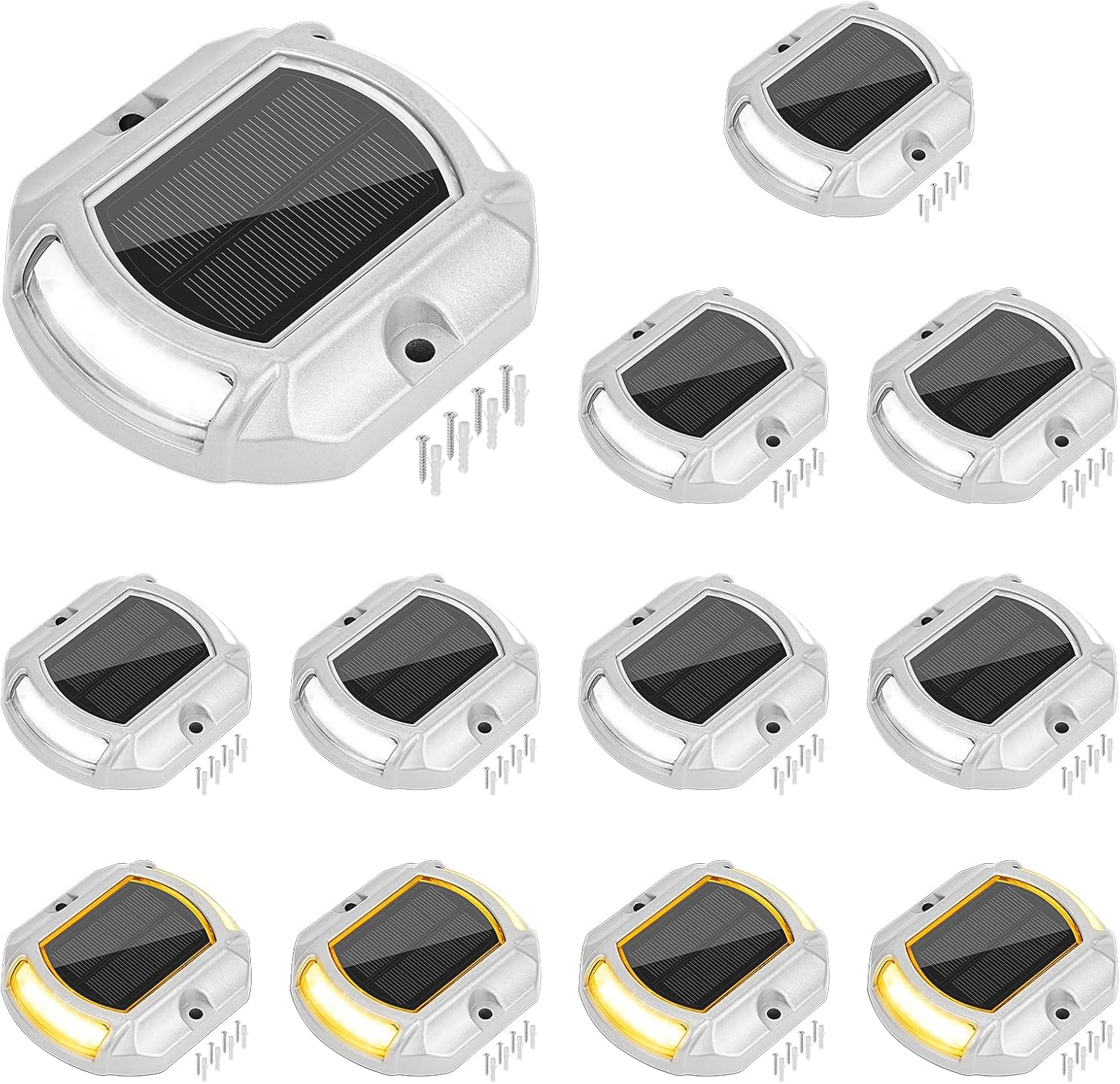 VOLISUN Solar Driveway Lights Dock Deck Lights 12 Pack,2 Colors in 1, 