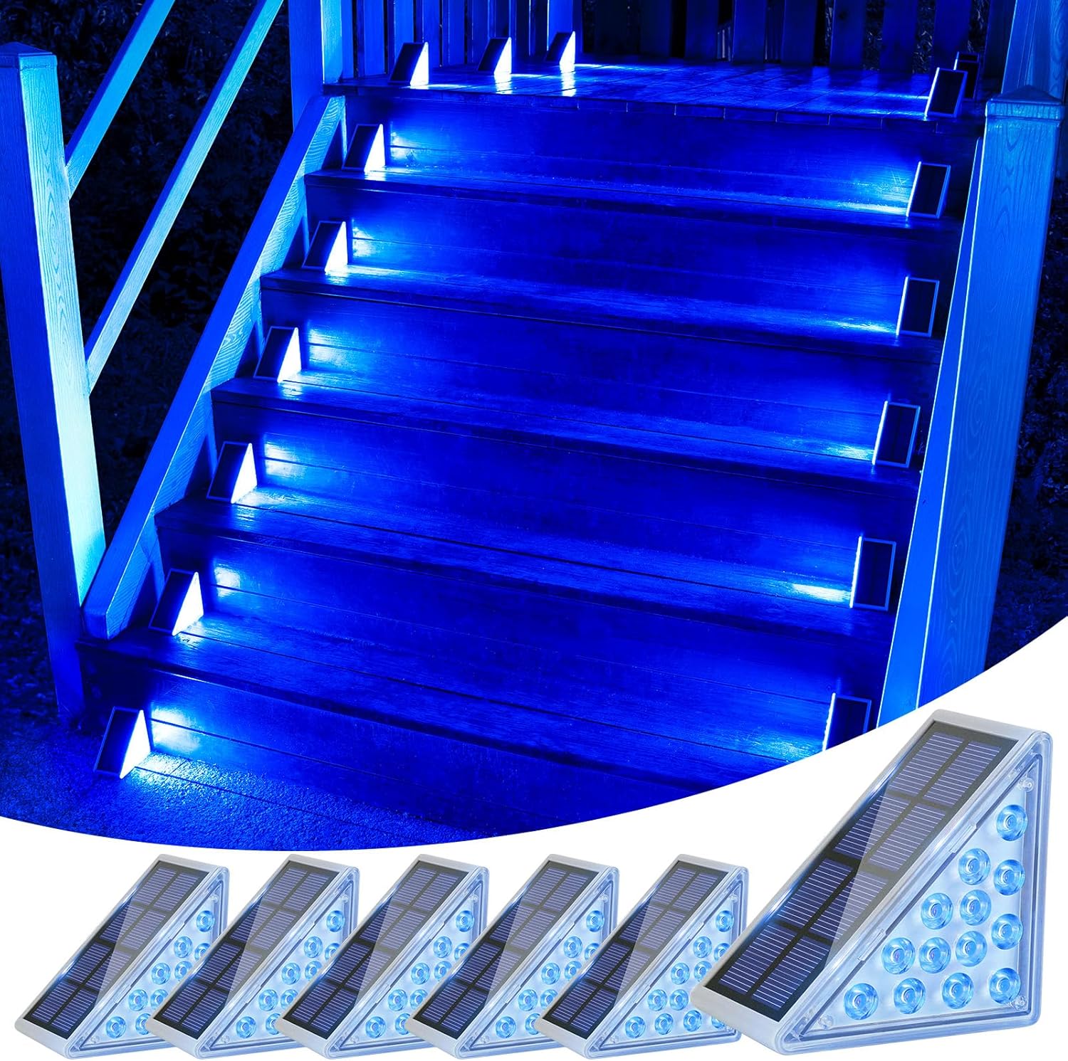 VOLISUN Solar Stair Lights 6 Pack, Solar Step Lights Outdoor Waterproo