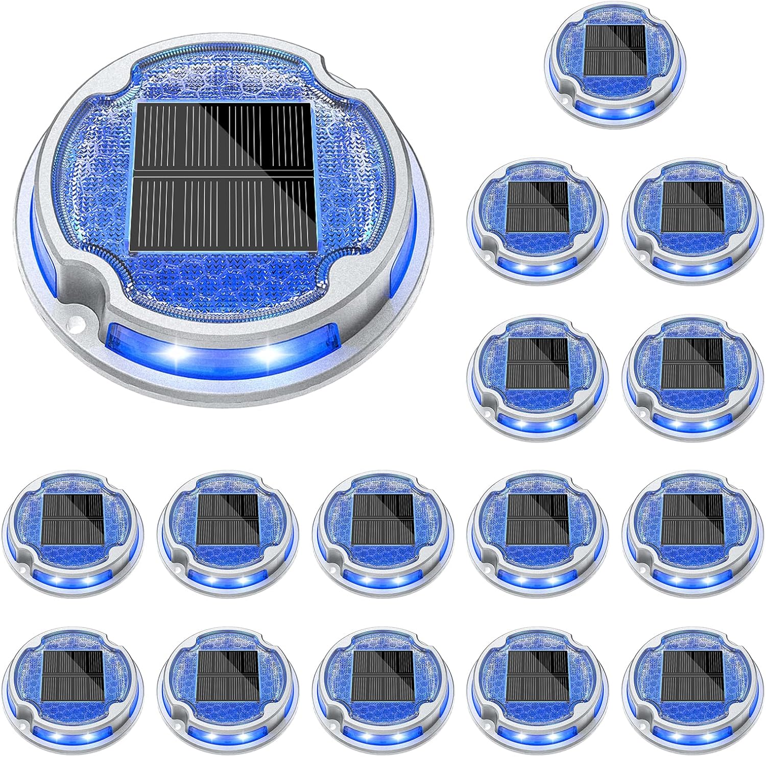 VOLISUN Solar Driveway Deck Dock Marine Lights,Ground Lights 2 Colors in 1 LED, Waterproof Driveway Marker for Pathway Warning Step (White/Warm White)