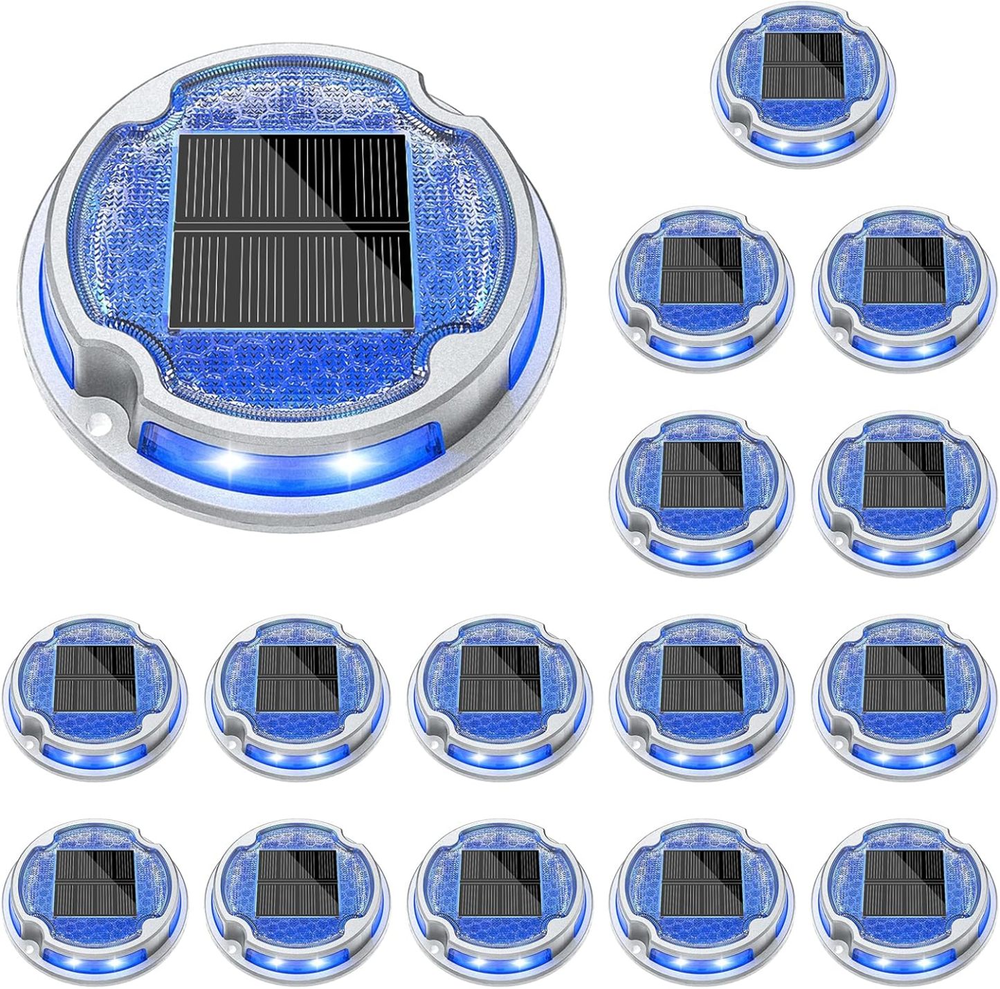 VOLISUN Solar Driveway Deck Dock Marine Lights,Ground Lights 2 Colors in 1 LED, Waterproof Driveway Marker for Pathway Warning Step (White/Warm White)