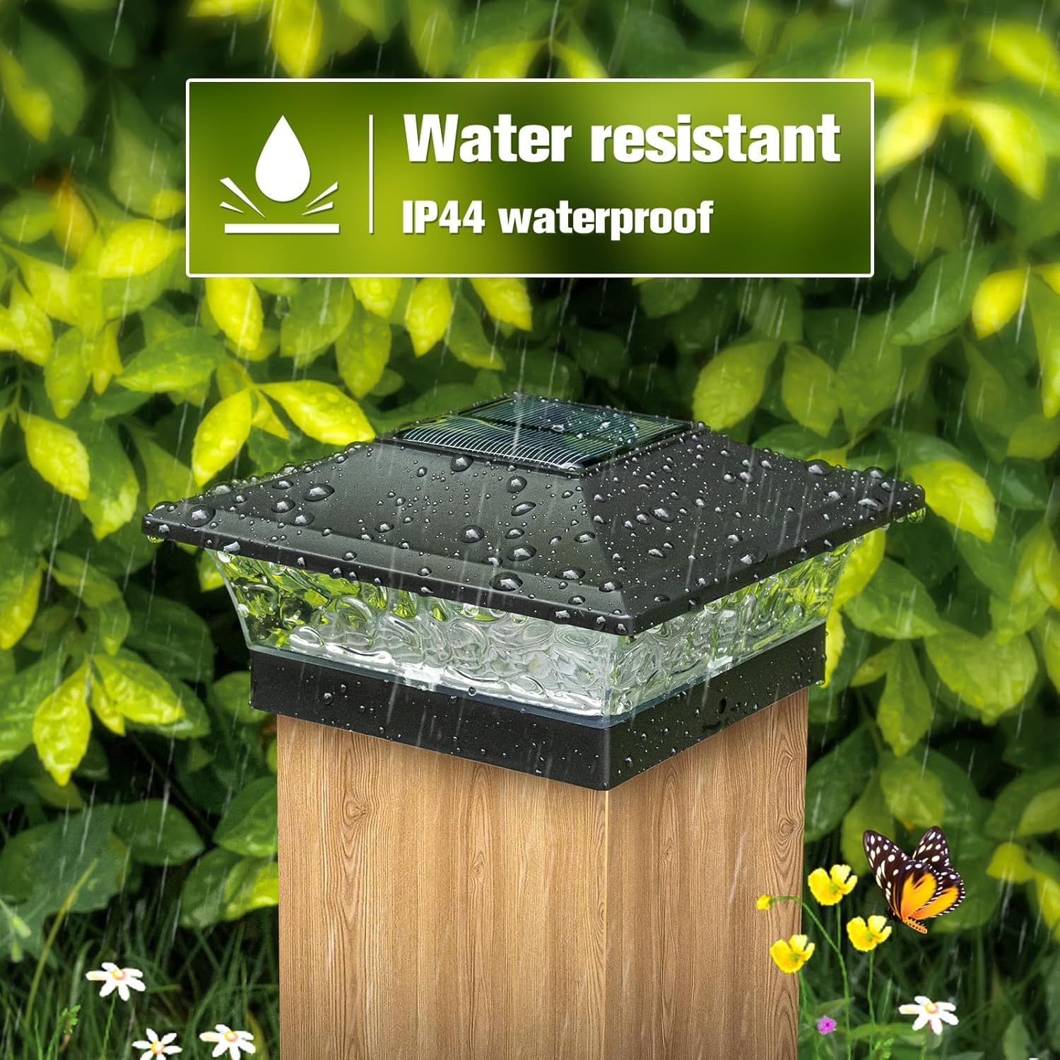 VOLISUN Solar Post Cap Lights Outdoor 4x4/6x6 Wooden/Vinyl Fence Cap Lights for Patio/Garden,Warm White with 2 Lighting Modes Waterproof,ABS Shell Lens