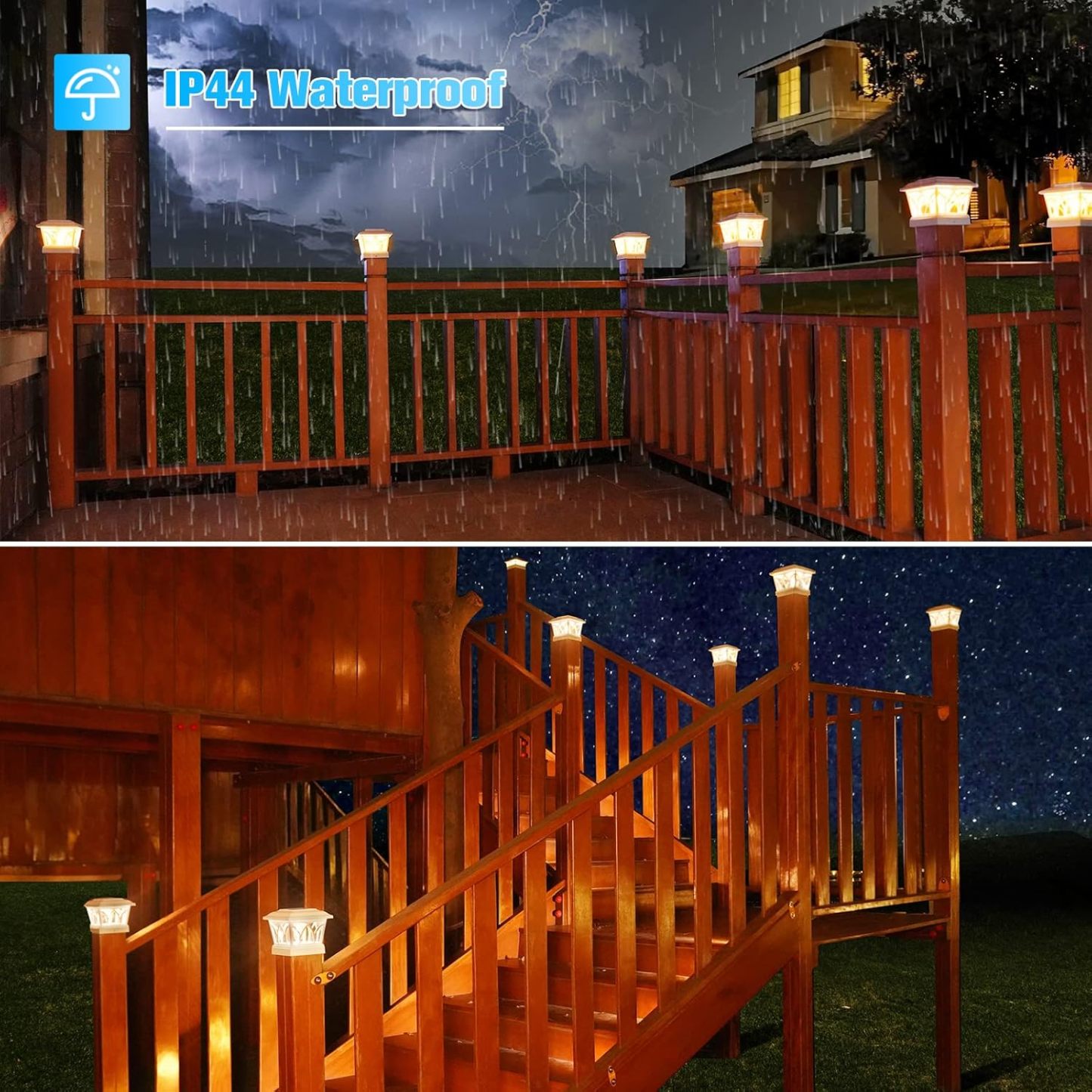 VOLISUN Solar Post Cap Lights Outdoor, with Edison LED Bulbs, 2 Brightness Setting, Fence Post Lights Solar Powered for Garden Fence Deck Mailbox Yard Porch, Fits 4x4 6x6 Posts