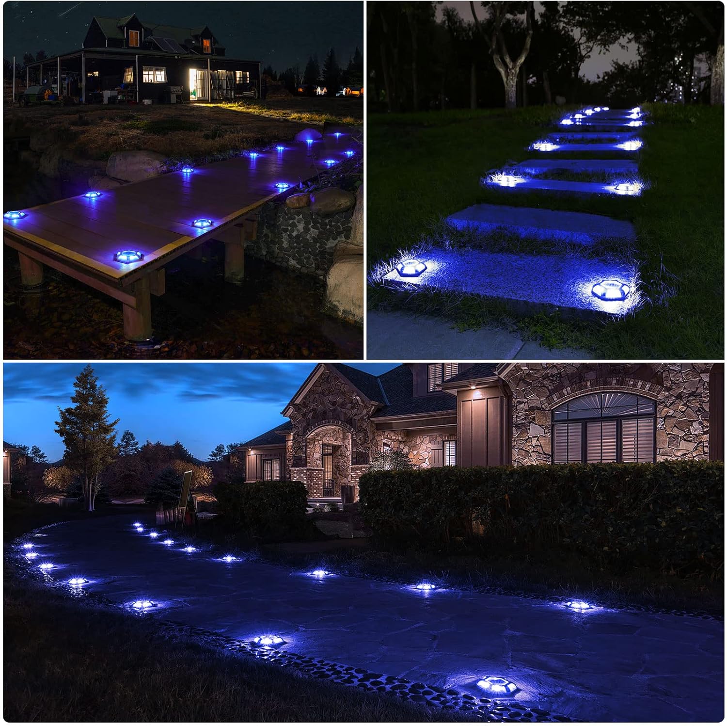 VOLISUN Solar Deck Lights, Waterproof 1200mAh Wireless Outdoor LED Aluminum Dock Lighting Warning Step Lights for Driveway Sidewalk Garden Pathway Yard