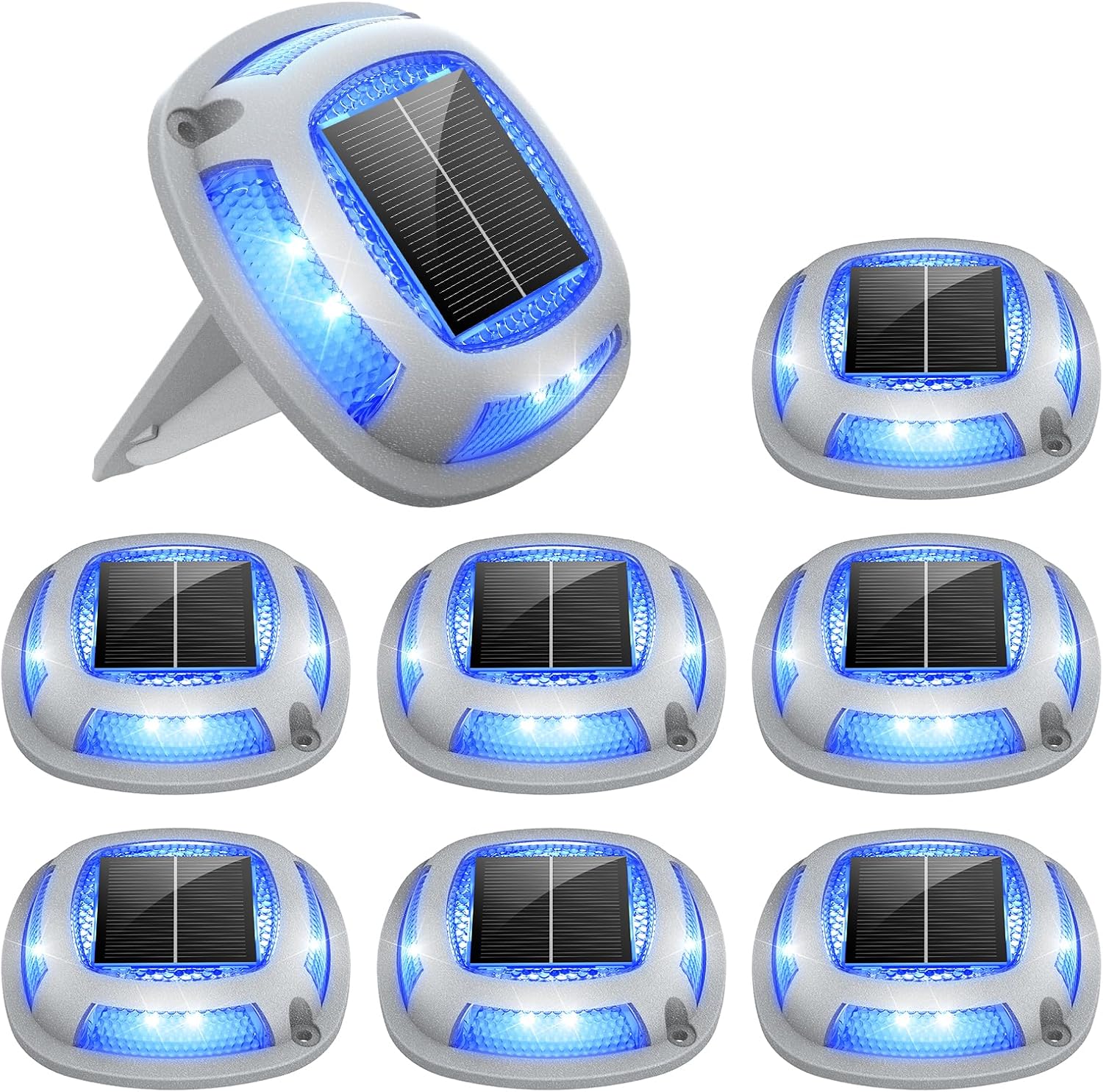 VOLISUN Solar Driveway Lights Waterproof Dock & Deck Marker Lights,2-in-1 Blue & White LED,IP67 Wireless Outdoor Solar Light for Driveways,Sidewalks,Pathways,and Yards