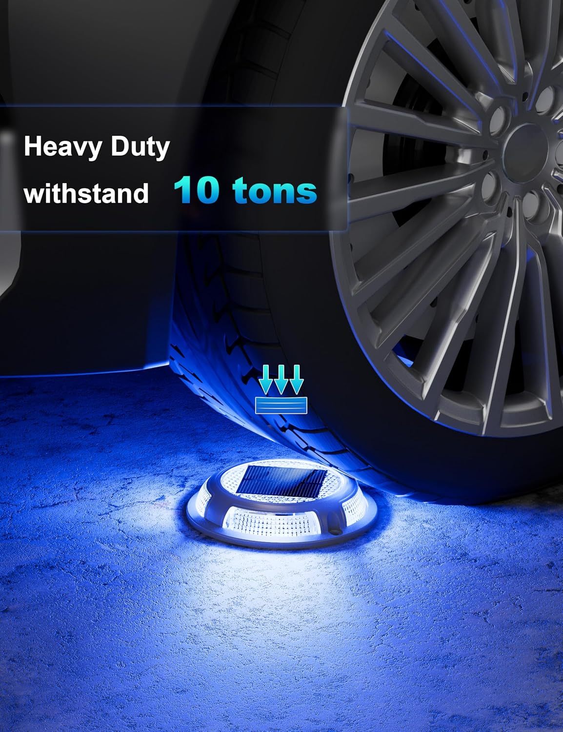 VOLISUN Solar Driveway & Deck Lights 8 Pack Waterproof Dock & Marine Ground Lights,2-in-1 Blue & White LED,Solar Marker for Pathways,Steps,and Warning Signs