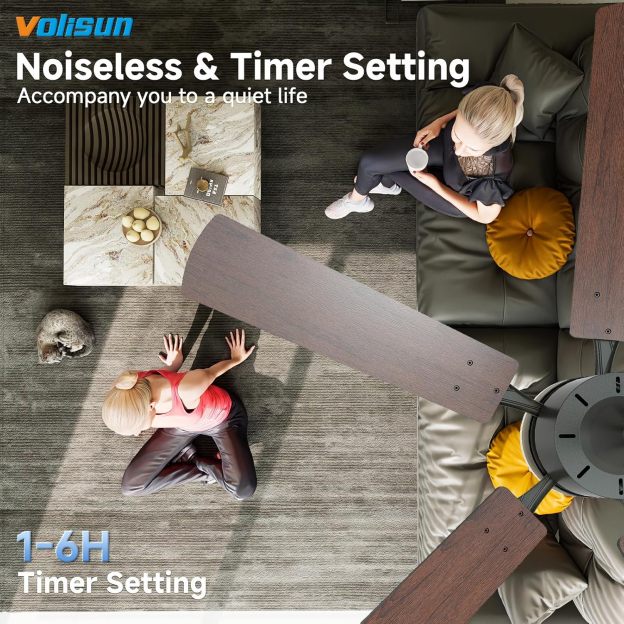 VOLISUN Ceiling Fan with Lights, Low Profile Ceiling Fan with Light and Remote, Reversible, 3CCT, Dimmable, Noiseless, White Flush Mount Ceilings Fans for Bedroom, Indoor/Outdoor