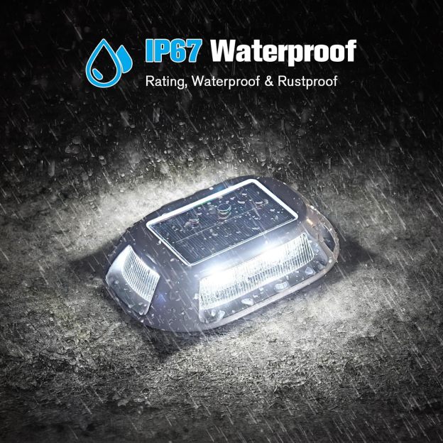 VOLISUN Solar Driveway Lights Dock Deck Lights 12 Pack,9 Colors in 1 Led IP67 Waterproof Outdoor Warning Step Lights for Driveway Sidewalk Pathway RGB