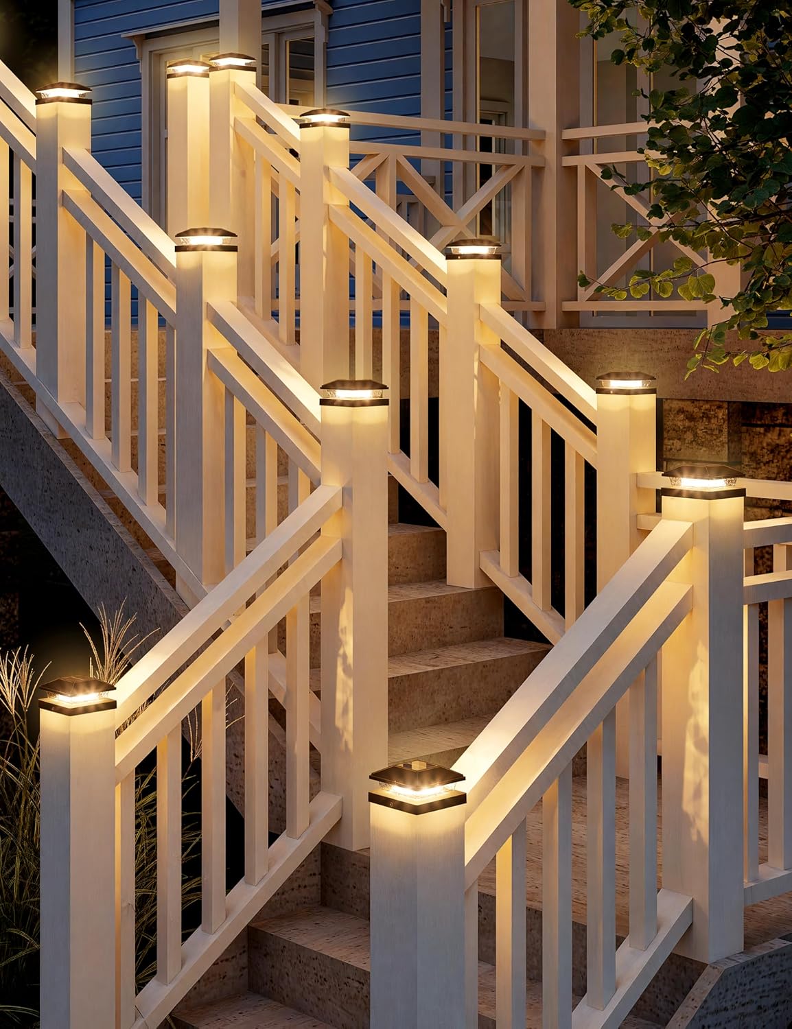 VOLISUN 4x4 Solar Fence - Post Cap Lights 12pack Outdoor Waterproof, Black Deck Post Cap Light with Warm White,for 4x4 Wooden/4x4 Vinyl