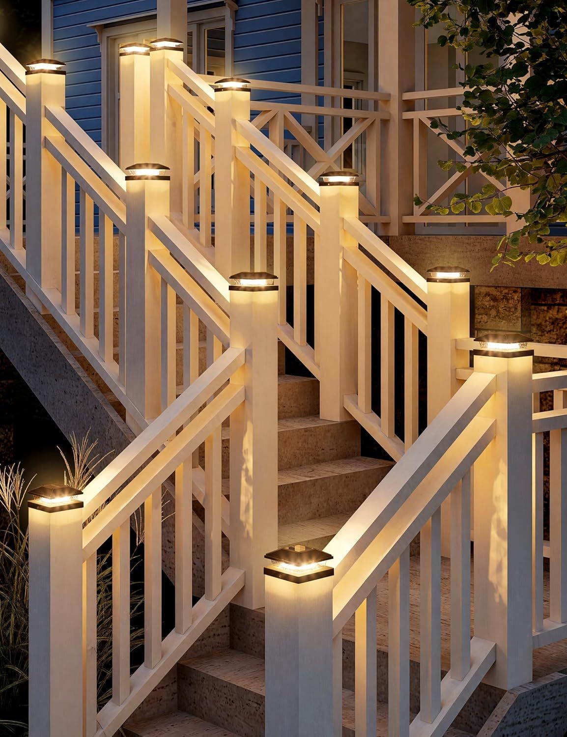 VOLISUN 4x4 Solar Fence - Post Cap Lights 12pack Outdoor Waterproof, Black Deck Post Cap Light with Warm White,for 4x4 Wooden/4x4 Vinyl