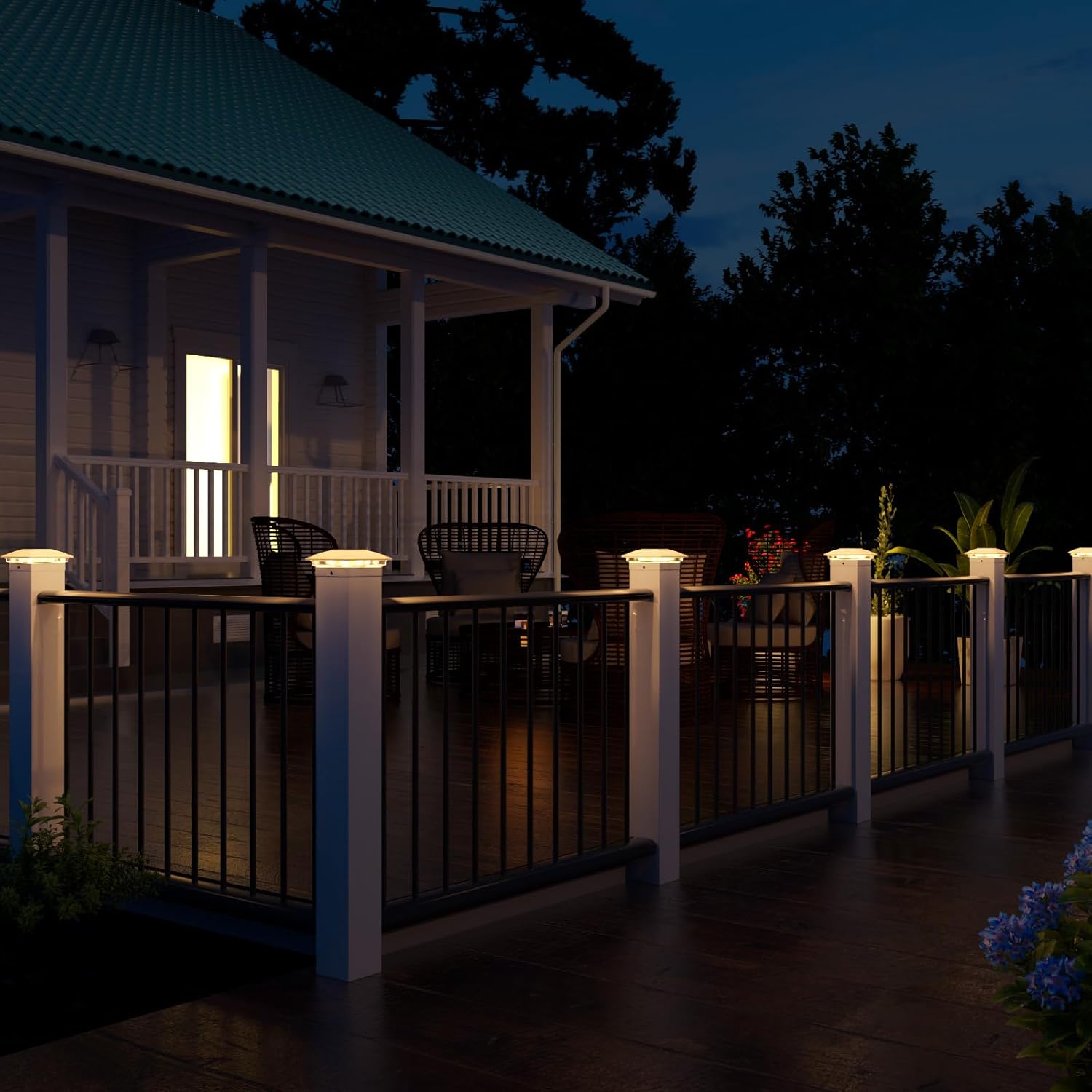 VOLISUN Solar Post Cap Light Outdoor Waterproof 12pack,Solar Fence - Post Lights for 4x4 5x5 6x6 Wooden/Vinyl Post,White Deck Cap Light Solar Powered with Warm White for Garden/Patio/Porch