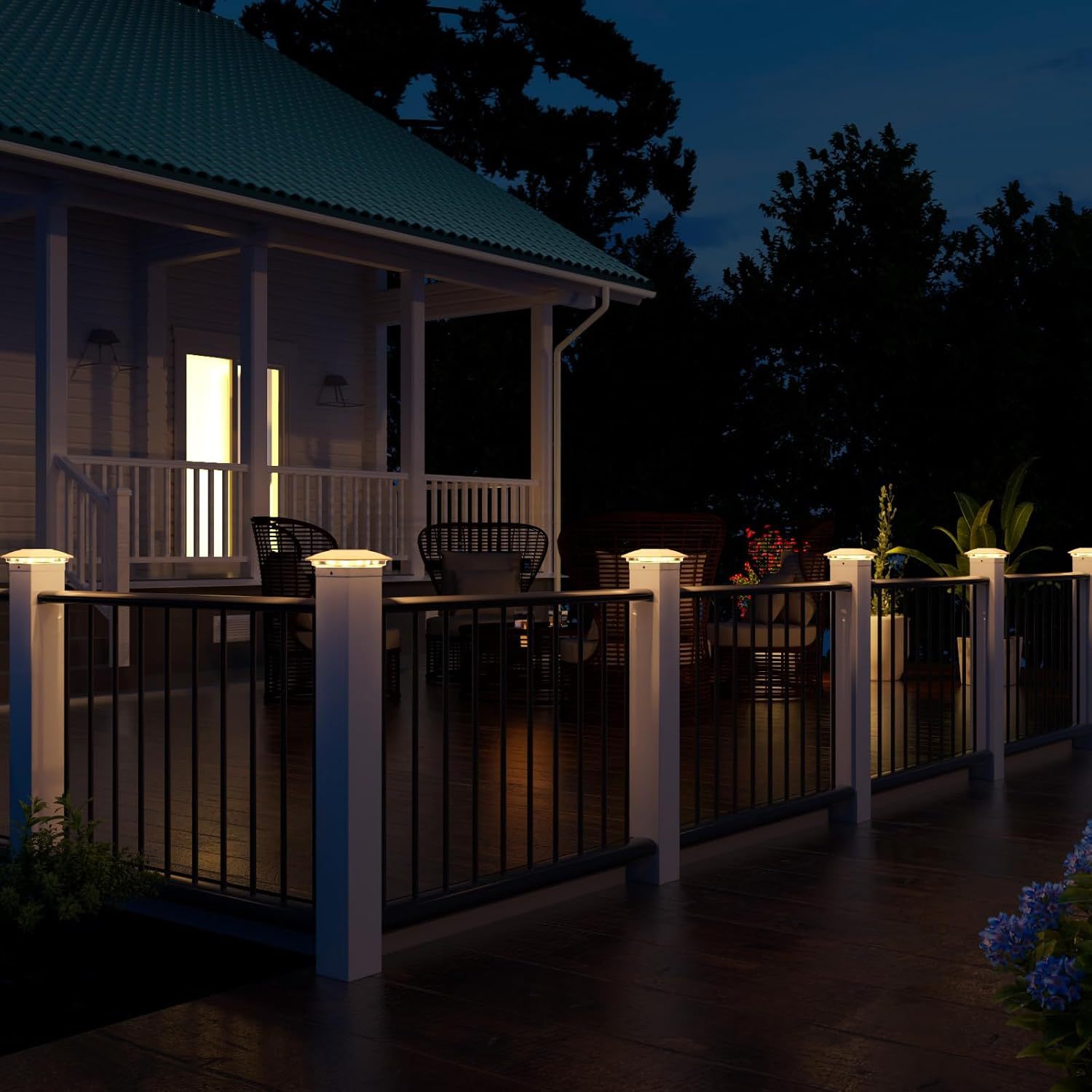 VOLISUN Solar Post Cap Light Outdoor Waterproof 12pack,Solar Fence - Post Lights for 4x4 5x5 6x6 Wooden/Vinyl Post,White Deck Cap Light Solar Powered with Warm White for Garden/Patio/Porch