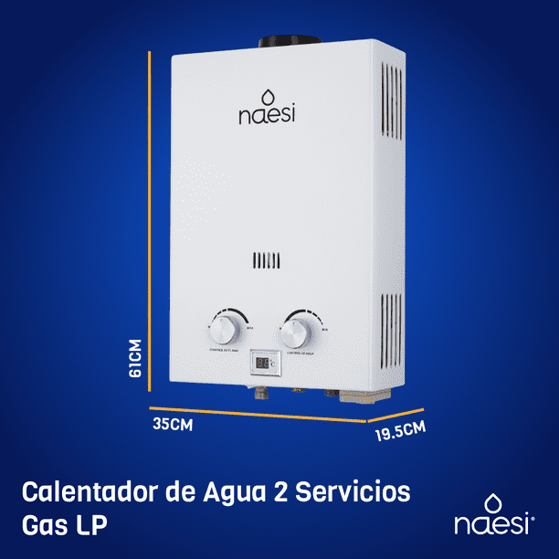 Calentador De Agua 12 Litros De Paso Naesi AN202 Dos Regaderas, Para Uso Exclusivo Gas LP