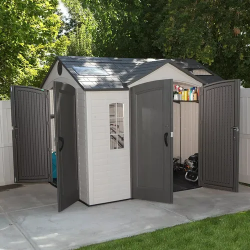 Lifetime Gran Cobertizo 4 Puertas, Madera Moldada Msi