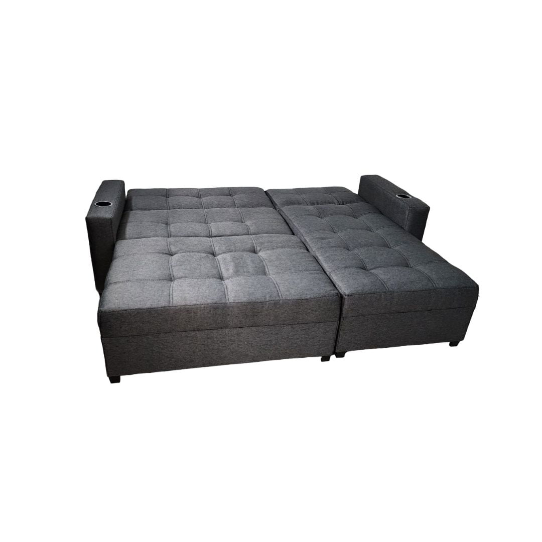Sofa Cama King Size Tapatios Muebles Tela Oslo Oxford con Portavasos 3 Posiciones