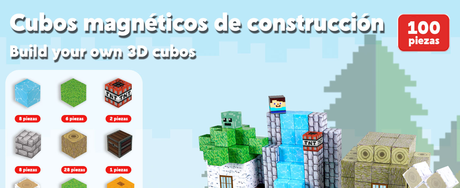 Bloques magnéticos, 100 Unidades, Bloques de construcción magnéticos