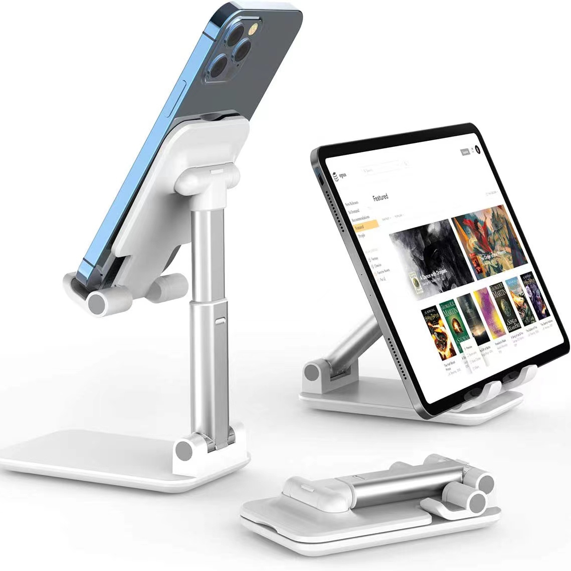 Foldable Mobile Phone Tablet Stand Holder, Angle Height Adjustable For Apple Android Smartphone E-Reader Tablet