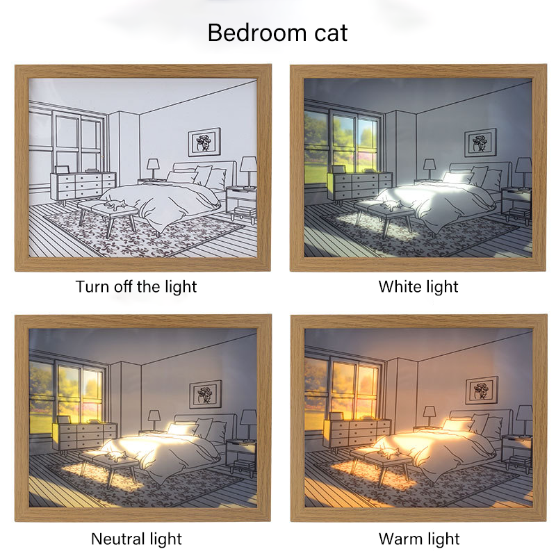Luminous Painting Decoration The Art of LED Glowing Photo Frame,3 Color Lighting Acrylic Desktop  