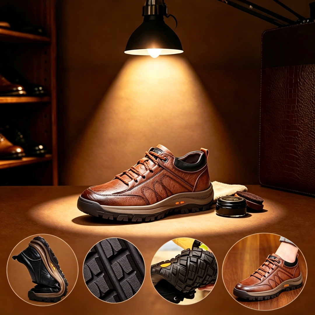 🎁 Pantofi ortopedici bărbătești, fabricați din piele de vițel australiană 🐂 Suport pentru arcada plantară - ameliorează durerea de picior ✅ Impermeabili și antiderapanți ✅