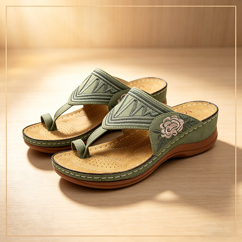 🔥 Sandale de vară cu broderie retro | Suport ergonomic pentru arcul plantar — Mers ore întregi fără oboseala picioarelor | Antiderapante și respirabile ✅
