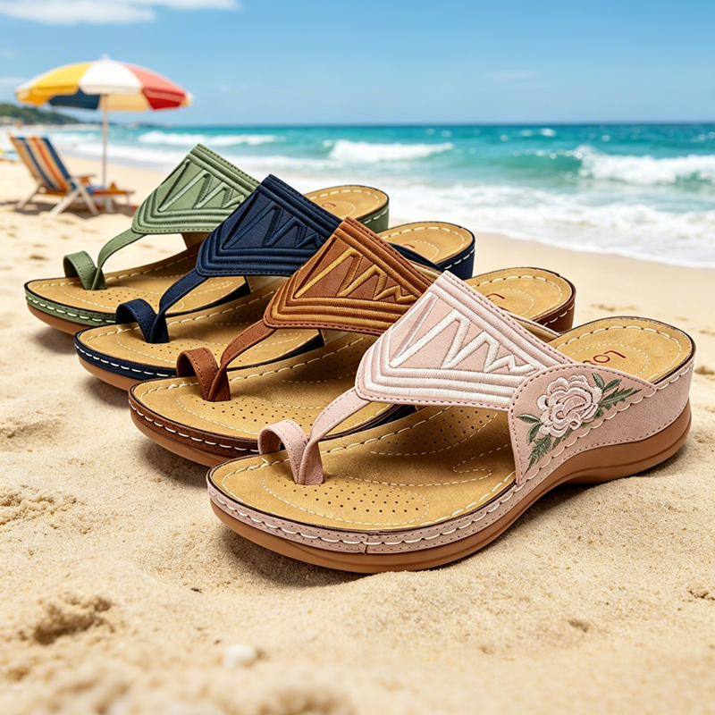 🔥 Sandale de vară cu broderie retro | Suport ergonomic pentru arcul plantar — Mers ore întregi fără oboseala picioarelor | Antiderapante și respirabile ✅