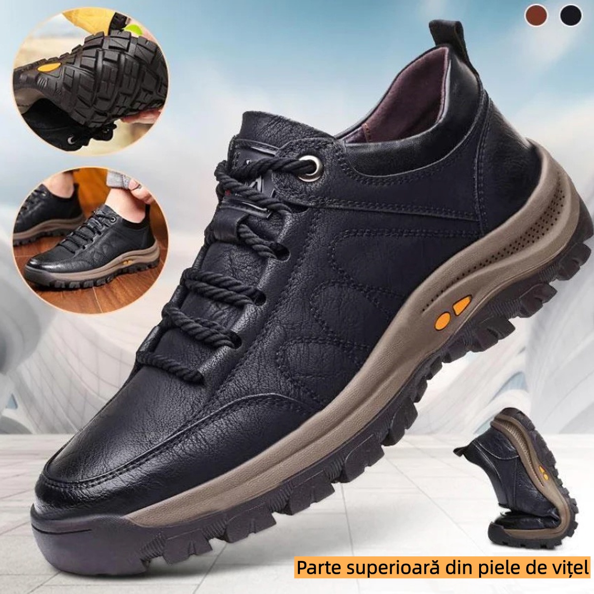【🎁Ofertă limitată în timp - Se termină în curând】🐂 Pantofi ortopedici pentru bărbați, confecționați din piele de vițel australiană 👞Cusuți manual, impermeabili și antiderapanți ✅Suport pentru bolta plantară - mers confortabil✅