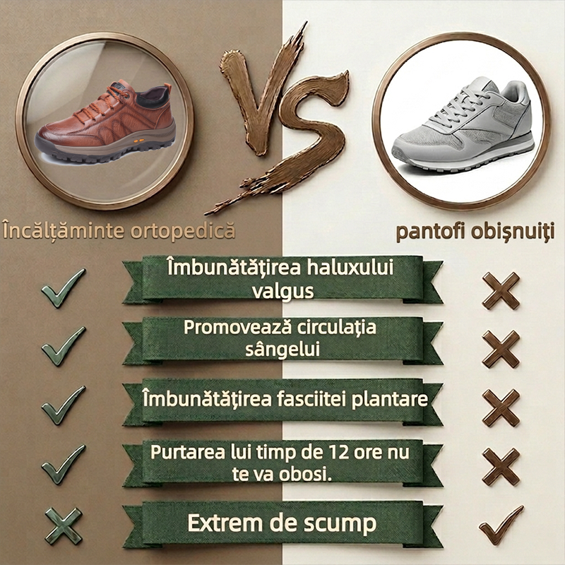 🔥Încălțăminte ortopedică bărbătească, fabricată din piele de vițel australiană 🐂 Suport pentru arcul plantar - ameliorează durerea de picior ✅ Impermeabilă și antiderapantă ✅ Un produs indispensabil pentru bărbați