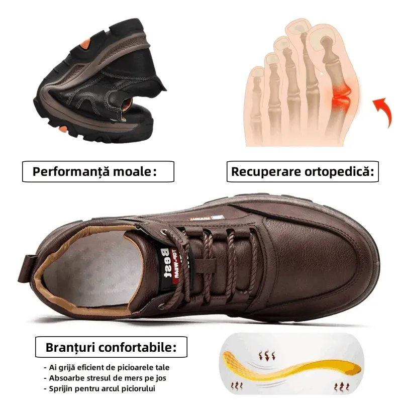 【⏰60% reducere astăzi - se încheie în curând】 Pantofi ortopedici cu design ergonomic - piele de înaltă calitate + cusături manual ✅ Un must-have pentru bărbați👞