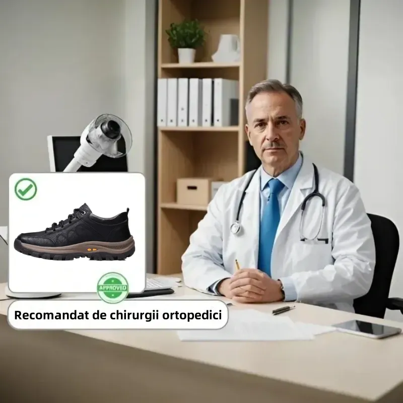 (🎉Reducerea de azi de 50%, se încheie în curând) 🐂 Pantofi ortopedici pentru bărbați din piele de vițel australian autentică 👞Cusuți manual, impermeabili și anti-alunecare ✅ Suport arc - mers confortabil
