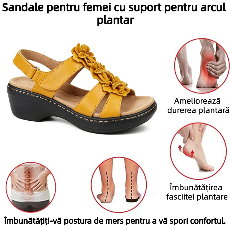 🔥Sandale ortopedice cu platformă florală pentru femei, de vară—Suport pentru arcul plantar—Design ergonomic—Ușoare și nedureroase la fiecare pas✅