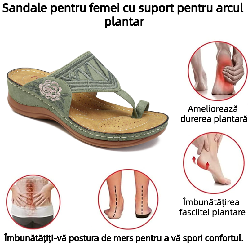 🔥 Sandale de vară cu broderie retro | Suport ergonomic pentru arcul plantar — Mers ore întregi fără oboseala picioarelor | Antiderapante și respirabile ✅