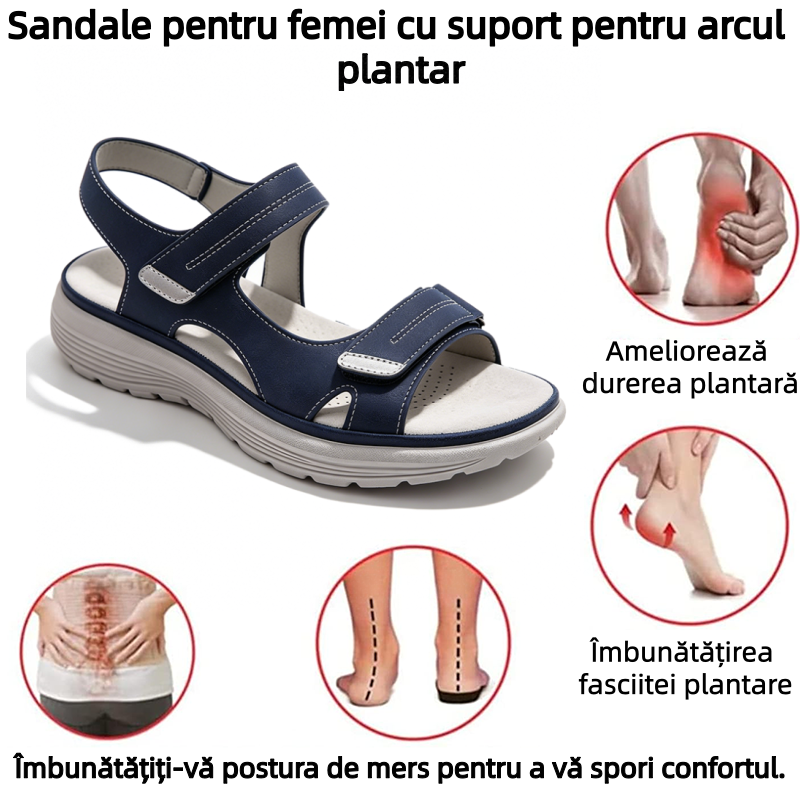 🔥Sandale la modă 2026✅ Vârf lat + Velcro + Talpă durabilă și antiderapantă + Suport pentru bolta plantară - Mers confortabil toată ziua✅