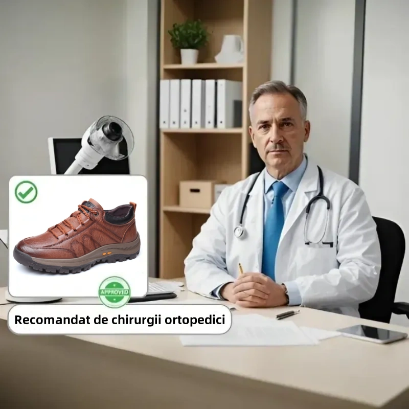 🔥Încălțăminte ortopedică bărbătească, fabricată din piele de vițel australiană 🐂 Suport pentru arcul plantar - ameliorează durerea de picior ✅ Impermeabilă și antiderapantă ✅ Un produs indispensabil pentru bărbați
