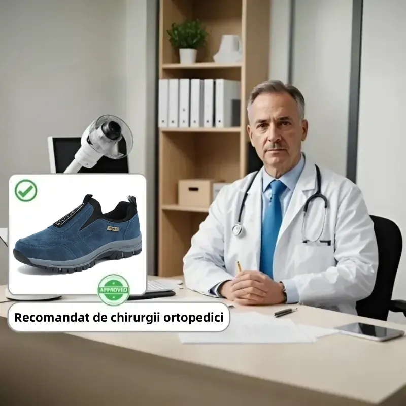 🔥 Pantofi ortopedici italieni de lux, confecționați din piele întoarsă moale și confortabilă, care oferă suport pentru bolta plantară și ameliorează durerea piciorului. ✅ Impermeabili și antiderapanți.