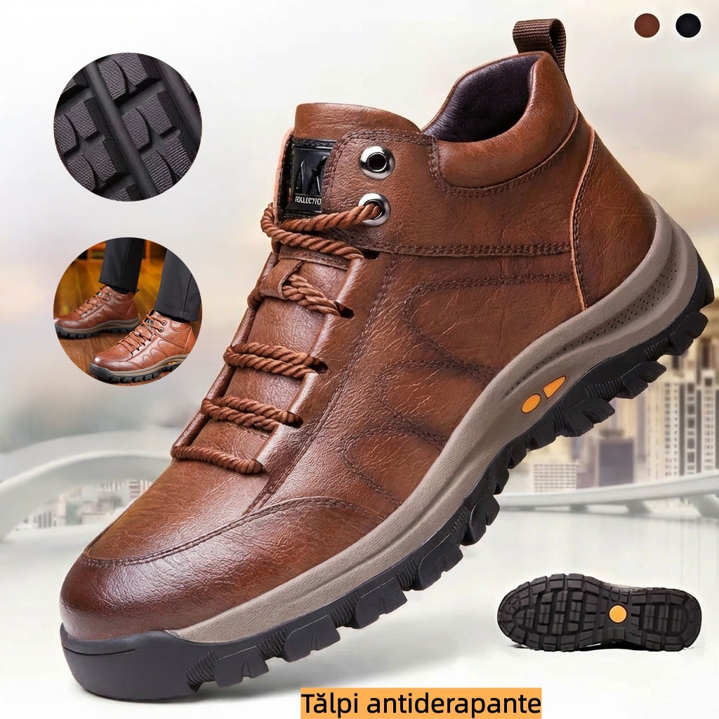 【🎁Ofertă limitată】Fabricat din piele de vițel australiană 🐂 Impermeabil și antiderapant - Confortabil la mers ✅ Suport pentru arcul plantar - Ameliorează durerea de picior ✅