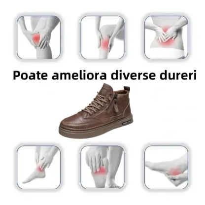 【🎉50% reducere azi, nu ratați】🐂 Pantofi ortopedici pentru bărbați din piele de vițel australiană autentică 👞Cusute manual, impermeabile și anti-alunecare ✅Suport arc - mers confortabil