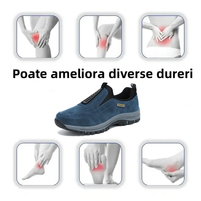 🔥 Pantofi ortopedici italieni de lux, confecționați din piele întoarsă moale și confortabilă, care oferă suport pentru bolta plantară și ameliorează durerea piciorului. ✅ Impermeabili și antiderapanți.