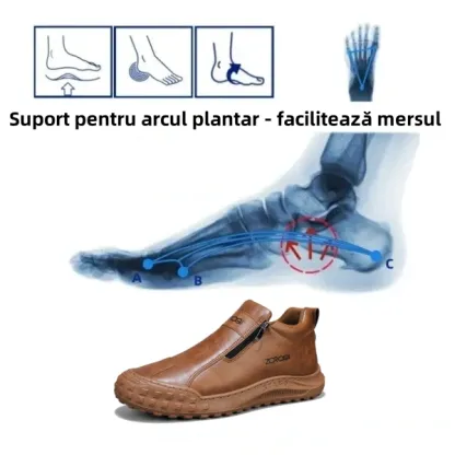 【🎁Ofertă limitată】Pantofi bărbătești din piele de vițel🐂 Pantofi ortopedici recent îmbunătățiți: Suport pentru arcul plantar - Ușor de încălțat și dezlănțuit✅ Impermeabili și antiderapanți - Potriviti pentru toate condițiile meteorologice✅