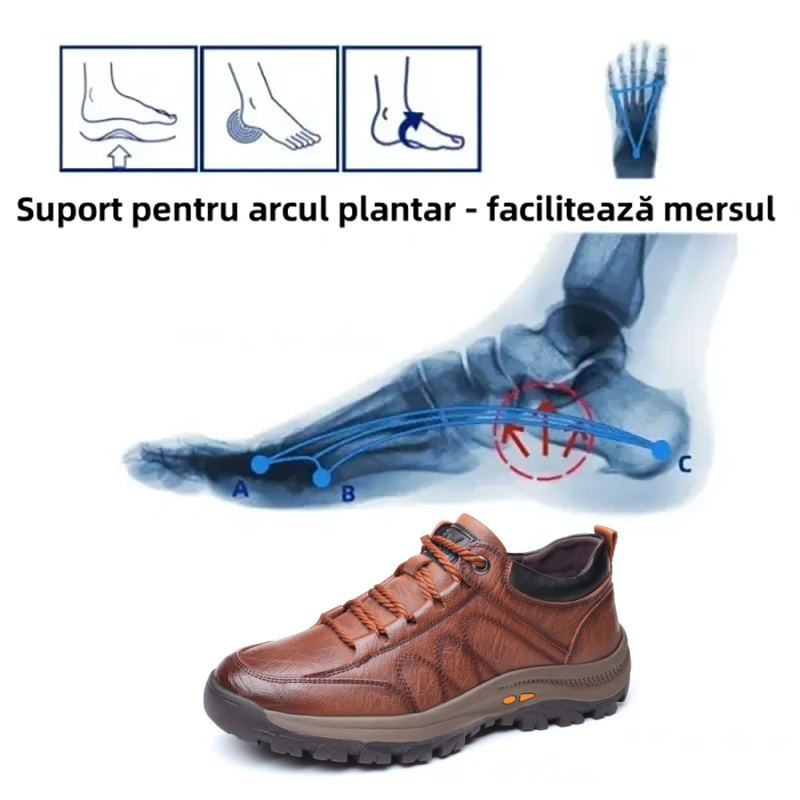 🔥Încălțăminte ortopedică bărbătească, fabricată din piele de vițel australiană 🐂 Suport pentru arcul plantar - ameliorează durerea de picior ✅ Impermeabilă și antiderapantă ✅ Un produs indispensabil pentru bărbați