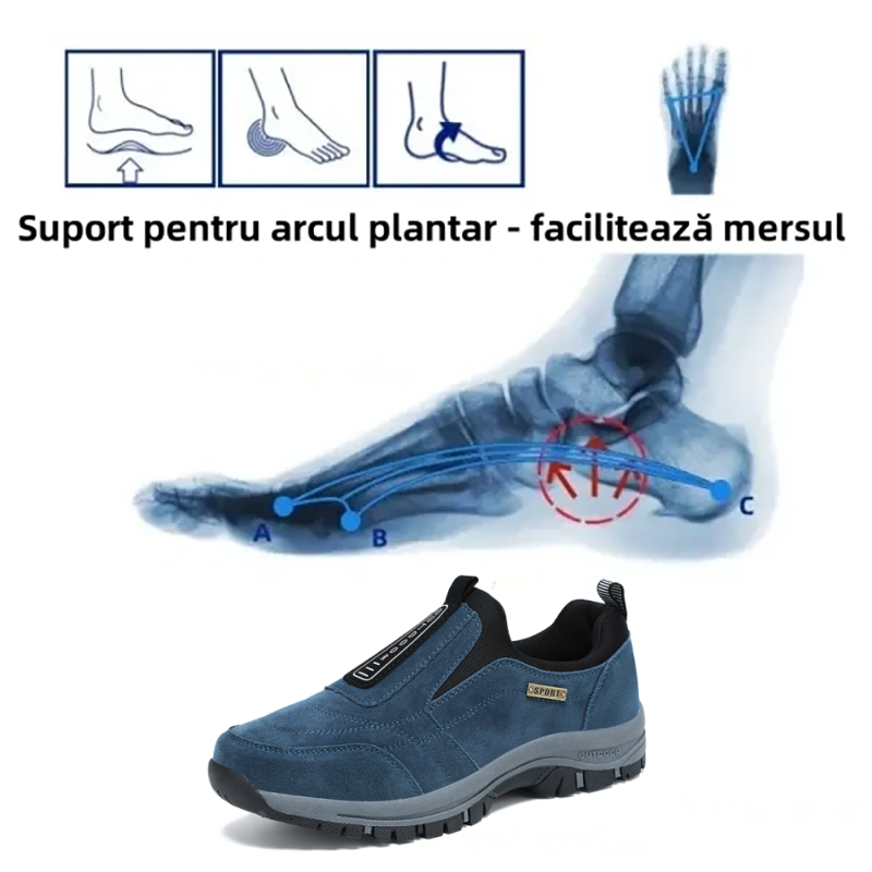 🔥 Pantofi ortopedici italieni de lux, confecționați din piele întoarsă moale și confortabilă, care oferă suport pentru bolta plantară și ameliorează durerea piciorului. ✅ Impermeabili și antiderapanți.